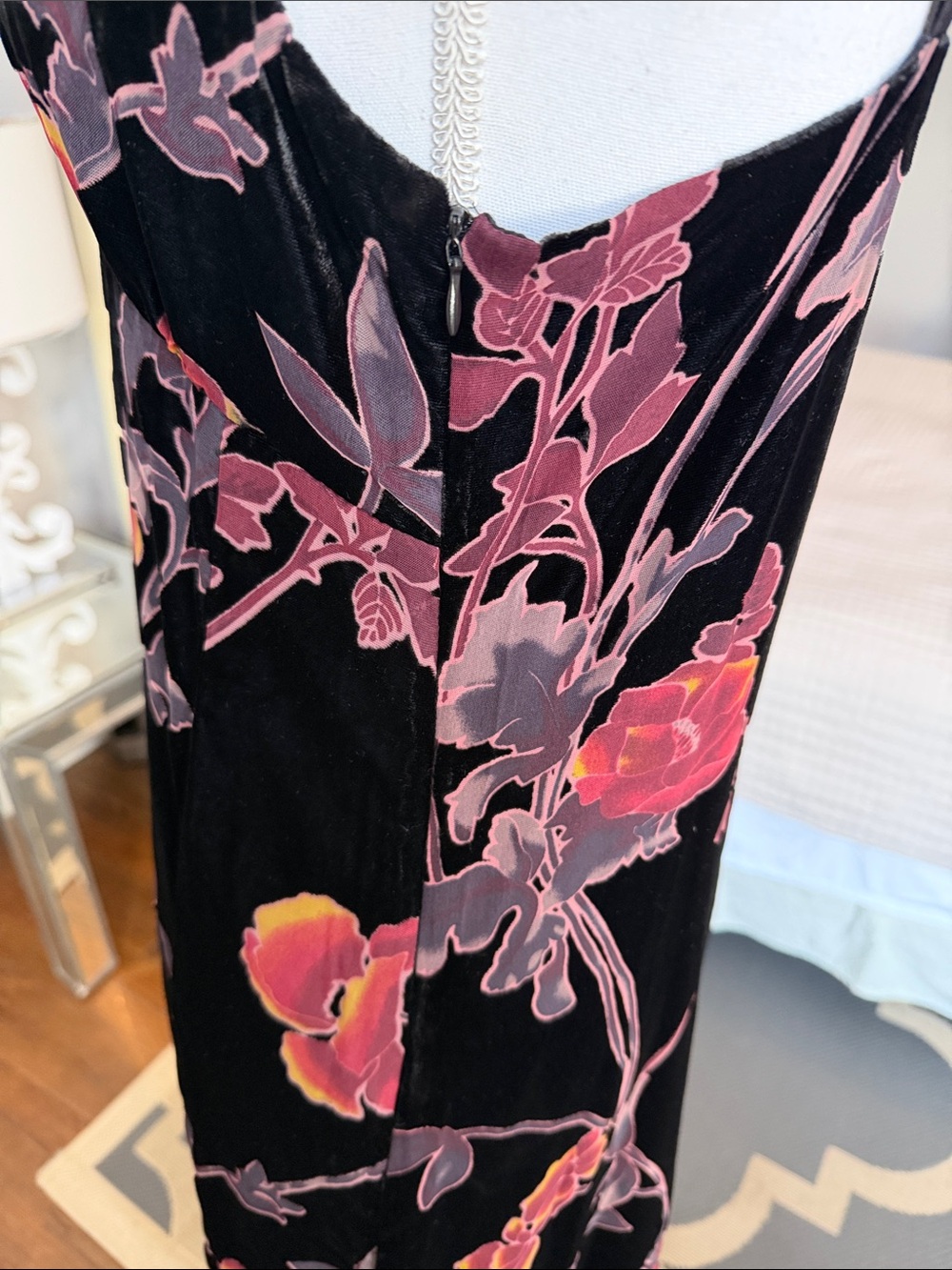 Rachel Zoe Floral Velvet Slip Dress - Black, Pink & Rust ❤️ 8 - Picture 5 of 8
